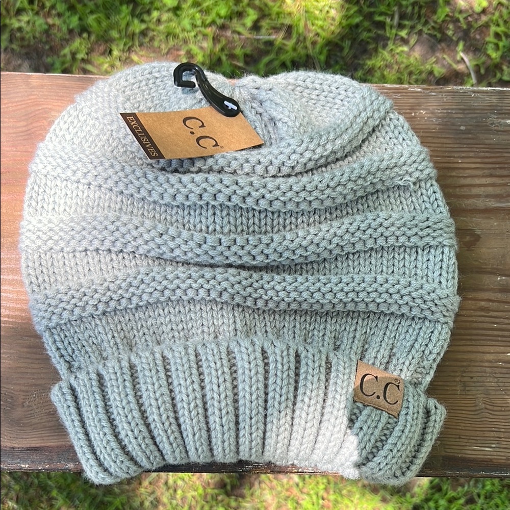 C.C Gray Knit Slouchy Beanie Hat